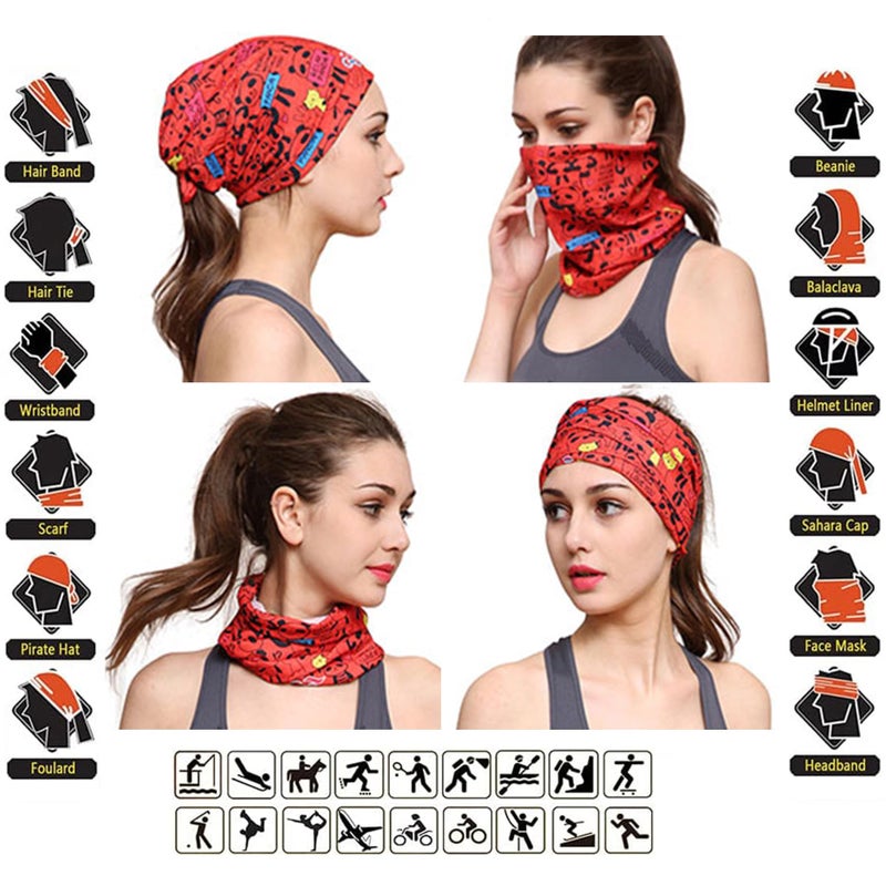 HCMY 9 Pack Headwear Pink Ski Neck Gaiters Tube Bandana Face Mask Head Wrap Headband Scarf Elastic Cooling Balaclava for Men Women - Image 4