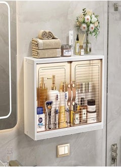 LOKIPA Bathroom Storage Cabinet,Wall Mounted Bathroom Cabinet Storage Shelf,Double Door Medicine Cabinet, Space Saving Bathroom Wall Cabinet,for Cosmetic, Medicine  - Image 1