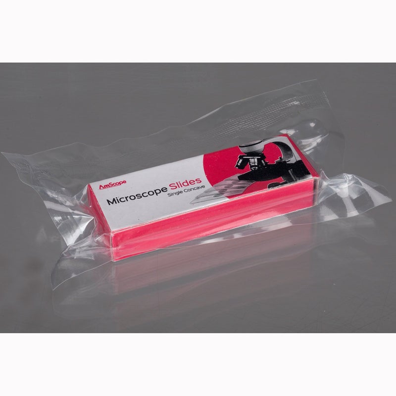 AmScope AmScope BSC1272P100S22 72 PreCleaned Blank Plate Microscope Slides and 12 Single Depression Concave Slides Plus 100 Coverslips  - Image 2
