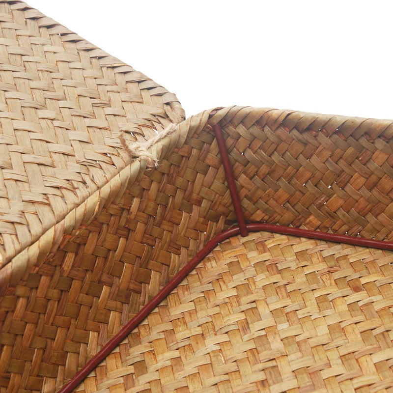 DOKOT Flat Seagrass Storage Bins with Lid, Wicker Basket for Shelf Organize, Set of 2 (Small+Large) - Image 5