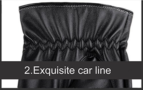 AZYOUNG Men’s Winter Autumn Black Brown PU Leather Plus Thick Velvet Touch Screen Gloves - Image 4
