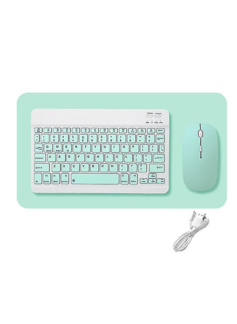 Yuwell - Universal Portable Rechargeable Mini Wireless Keyboard And Mouse Combo For Tablet Mobile Phones iPhone IOS Android And Windows Phones Mint Green/White - Image 1