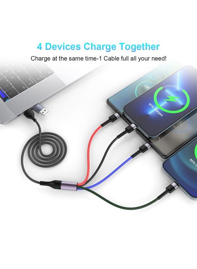 MTAKYI 10 Ft USB C Multi Fast Charging Cable Universal USB Cellphone Cables 4 in 1 Charging Cord with Lightning*2+Type C+Micro USB Nylon Braided Charger Cord Adapter for Apple iOS iPhone/Android/Samsung - Image 5