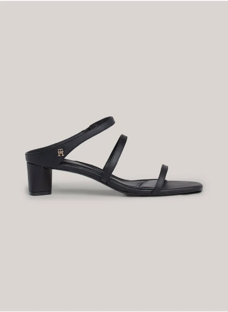 TOMMY HILFIGER Women's Leather Mid-Heel Strap Sandals -  Leather upper, Black