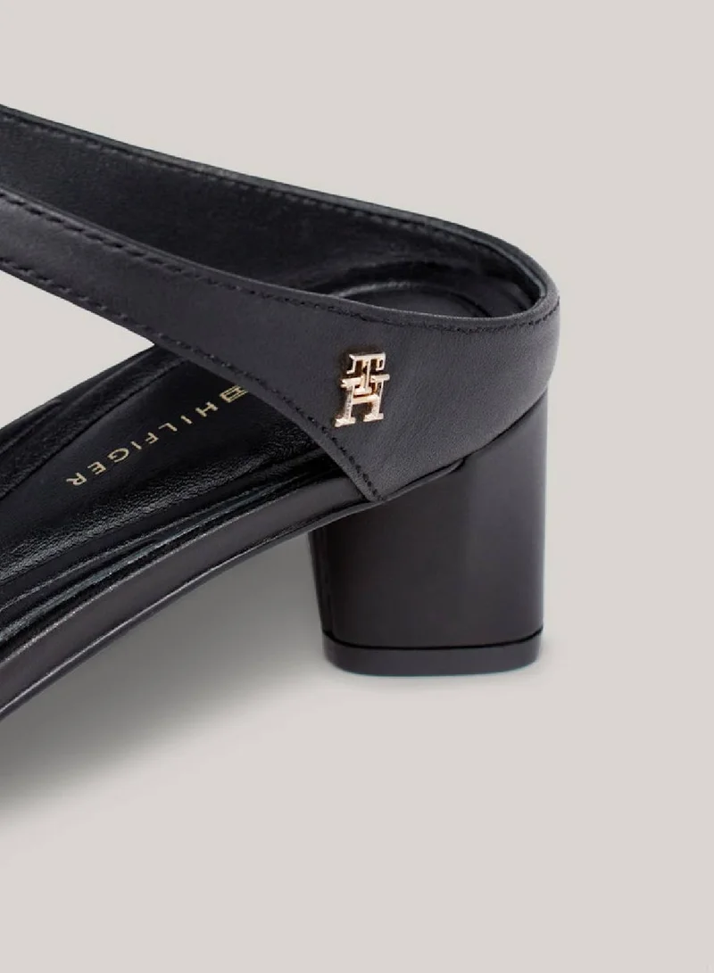 TOMMY HILFIGER Leather Mid-Heel Strap Sandals