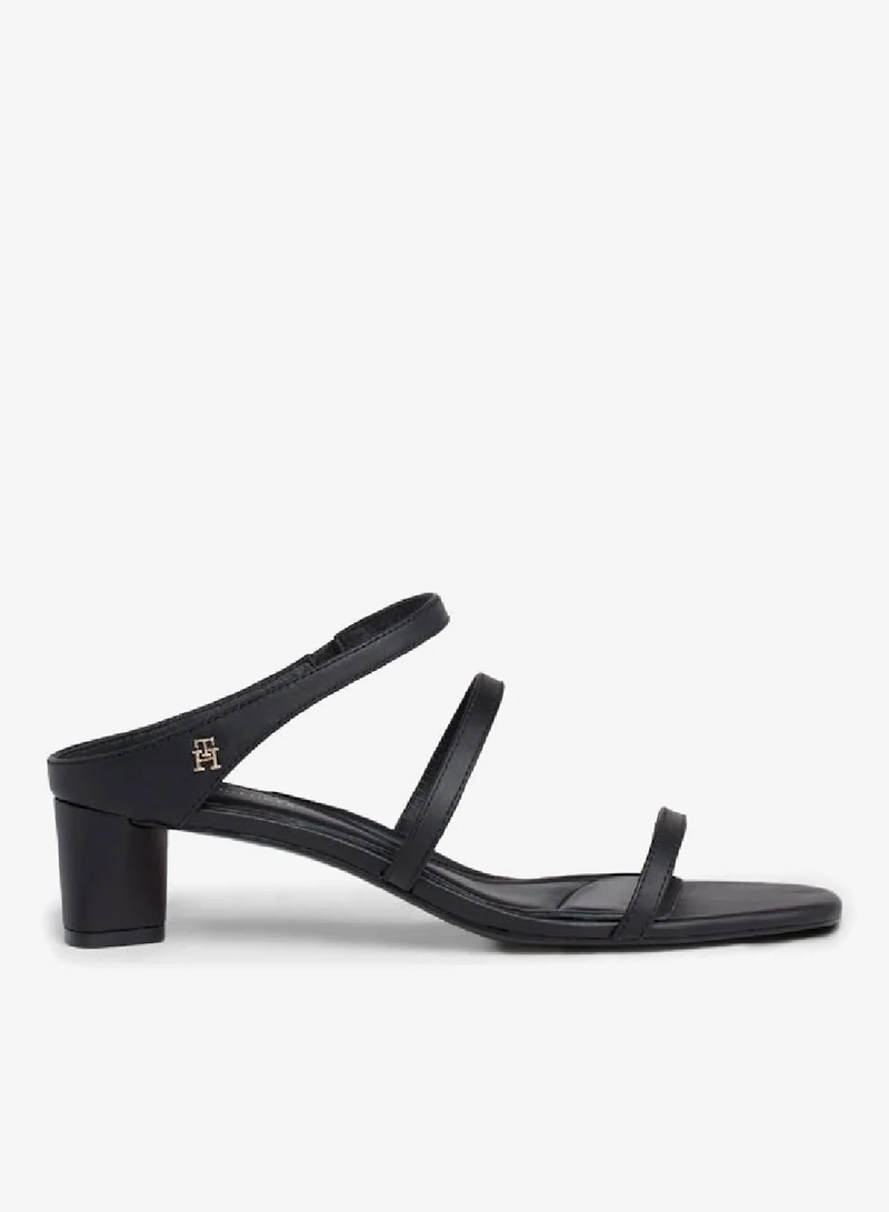 Leather Mid-Heel Strap Sandals