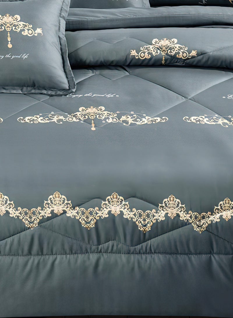 مينج لي مفرش سرير أنيق مقاس مفرد 4 قطع، يتضمن لحاف و ملاءة سرير وغطاء وسادة نوم و غطاء وسادة ديكور، لحاف خفيف الوزن ويستخدم على الاتجاهين، مناسب لجميع الفصول - Image 5