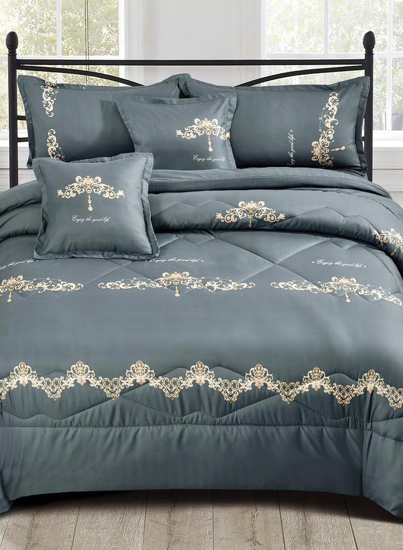 مينج لي مفرش سرير أنيق مقاس مفرد 4 قطع، يتضمن لحاف و ملاءة سرير وغطاء وسادة نوم و غطاء وسادة ديكور، لحاف خفيف الوزن ويستخدم على الاتجاهين، مناسب لجميع الفصول - Image 4