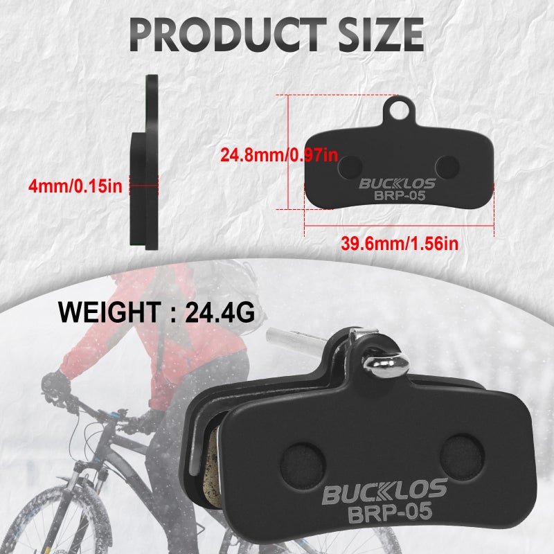BUCKLOS Bike Disc Brake Pads - Bicycle Disk 4 Piston Pads for Shimano D02S D03S Saint Deore XT XTR SLX Zee/Tektro/TRP for Mountain Bike/Road Bike/Ebike/MTB(Resin) - Image 4