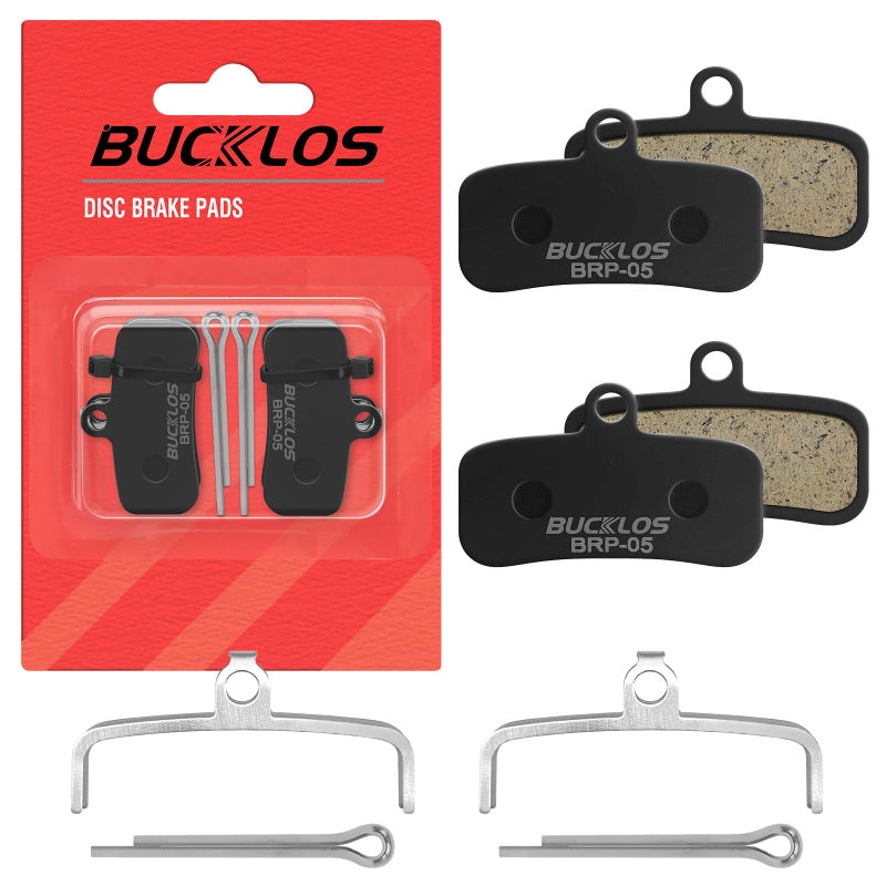 BUCKLOS Bike Disc Brake Pads - Bicycle Disk 4 Piston Pads for Shimano D02S D03S Saint Deore XT XTR SLX Zee/Tektro/TRP for Mountain Bike/Road Bike/Ebike/MTB(Resin) - Image 1