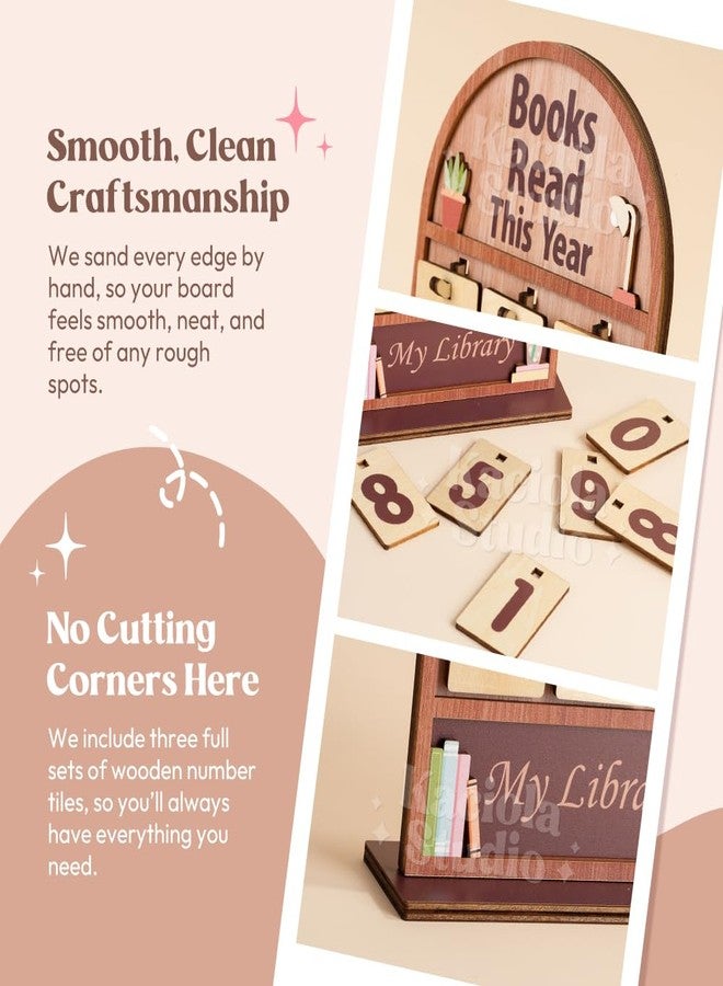 KACIOLA STUDIO Book Counter Sign, Books Read This Year Counter, Gifts for Booklovers/Reader/Women, Bookshelf Book Store Decor, Romantasy Bookish Gift (Natural Wood Books Read Tracker) - Image 4