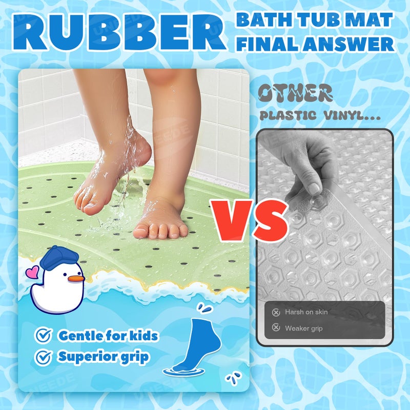 UNEEDE Kids Bathtub Mat Non Slip Shower Mat for Toddlers, Washable Anti Slip Tub Surface, Soft Rubber Mat for Bathtub Shower, Waterproof Bathtub Essentials for Children - Image 2