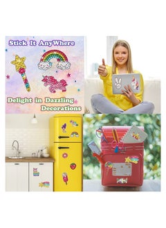 Excefore Diamond Painting Kit for Kids 27PCS 5D Big Diamond Painting Sticker Kits for Kids and Adult Beginners DIY Creative Unicorn Diamond Art Crafts Sticker Diamond Painting Sticker (Unicorn and Food)  - Image 2