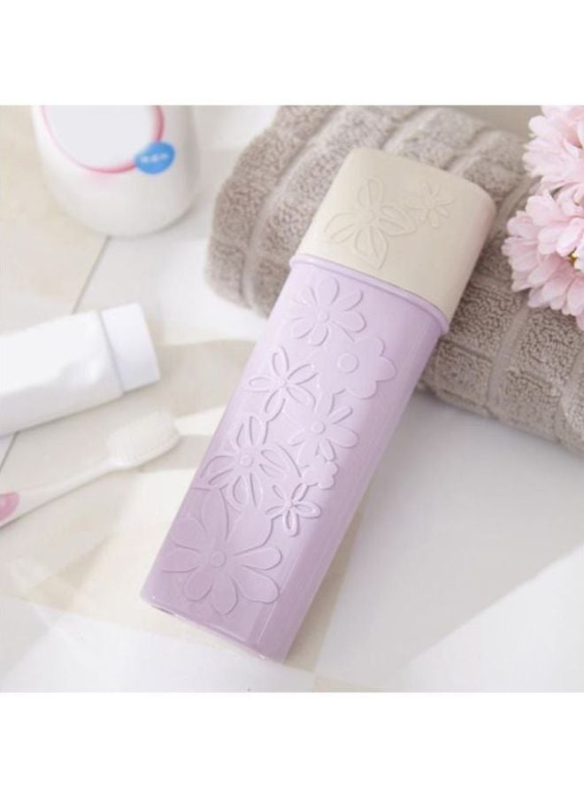 Beauenty Portable Toothbrush Case Purple/Beige 19.5x6cm - Image 2