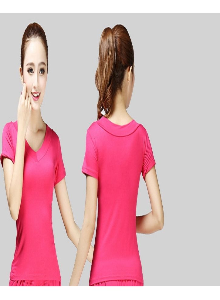 Loquat Women's Square Dance Top Short Sleeve V-neck Dance Dress  - Image 1