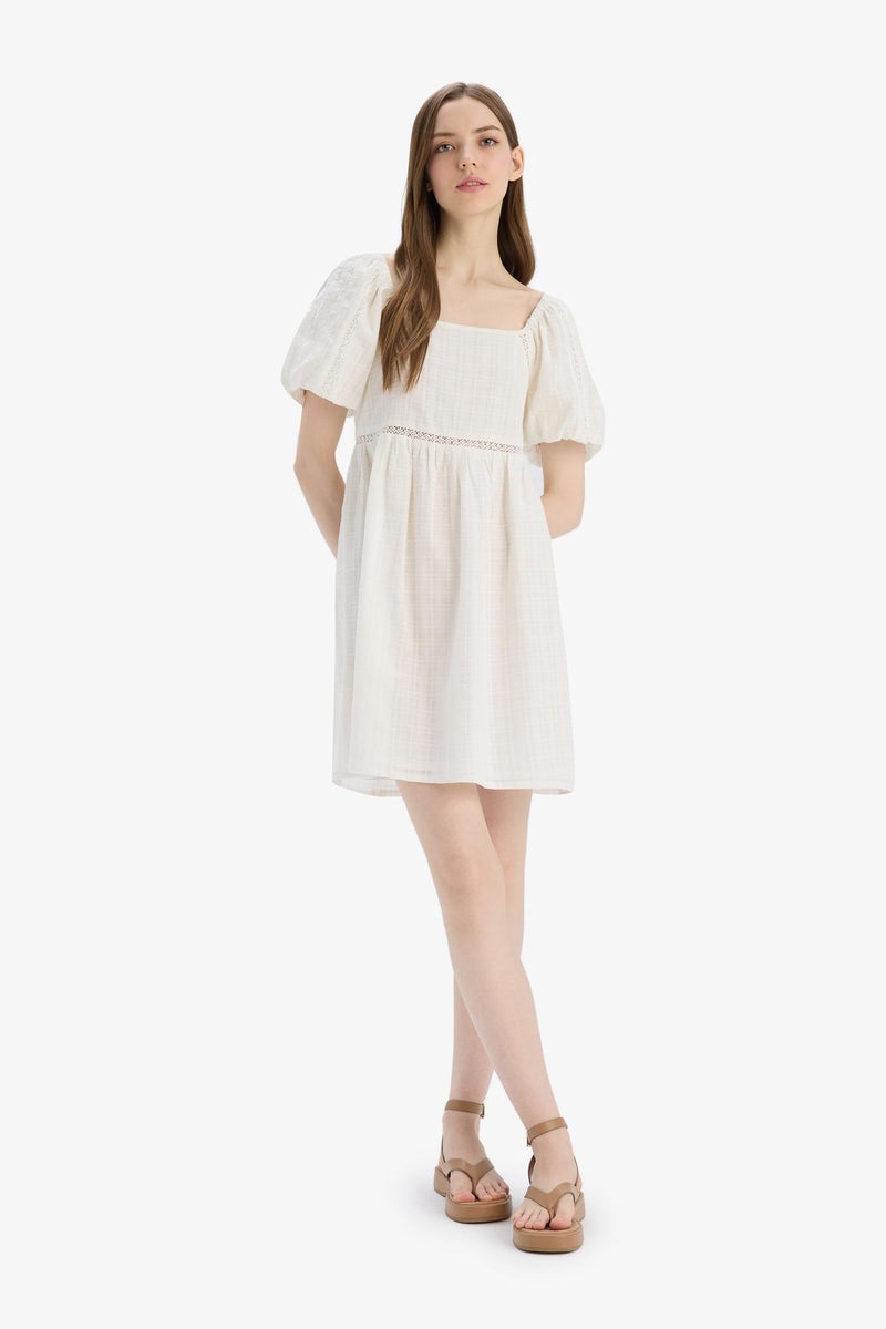 DeFacto Woman A Line U Collar Cotton Mini Dress  - Image 4