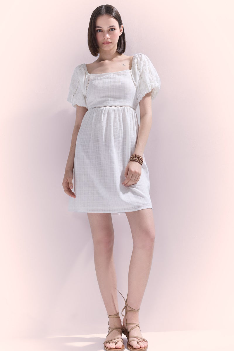 DeFacto Woman A Line U Collar Cotton Mini Dress  - Image 3