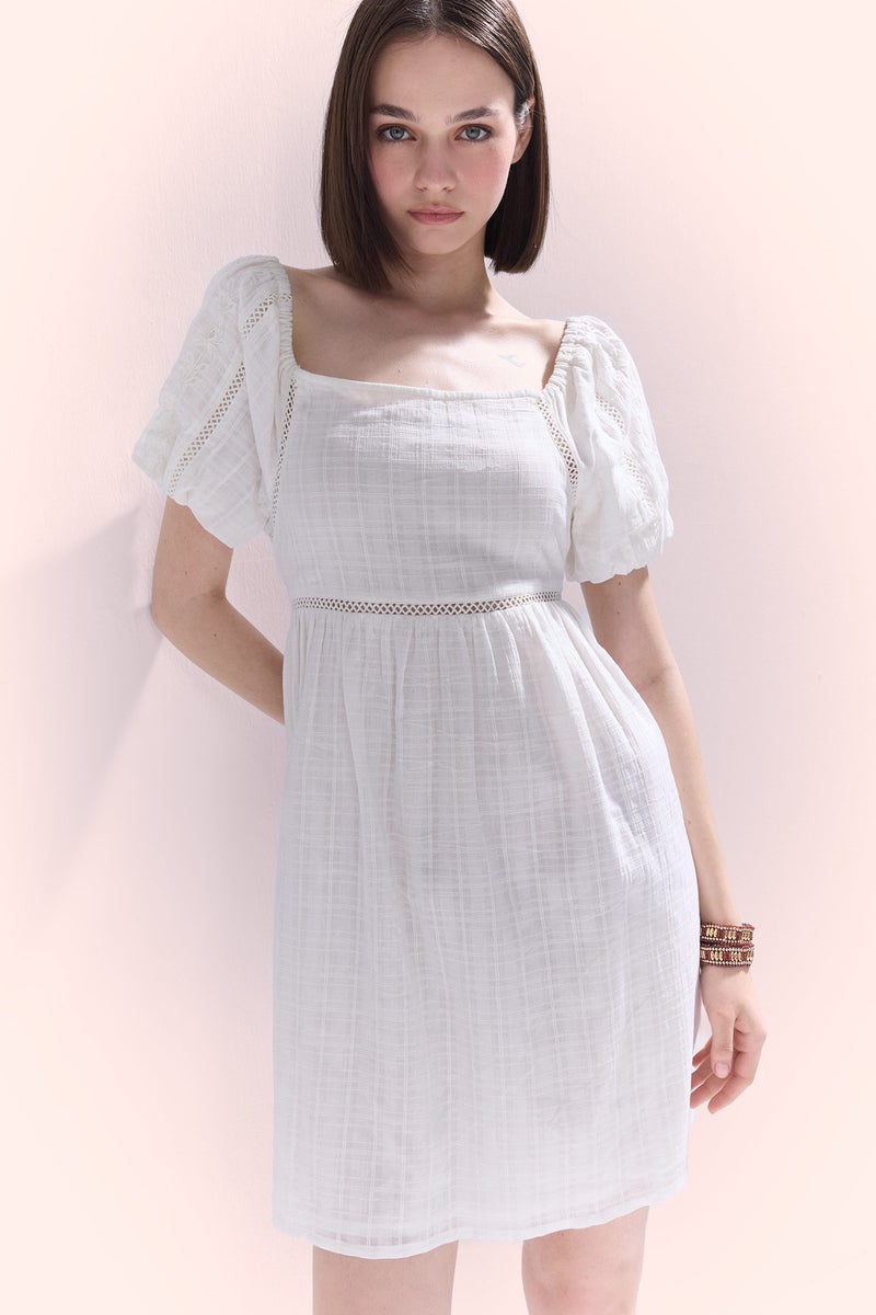 DeFacto Woman A Line U Collar Cotton Mini Dress  - Image 2
