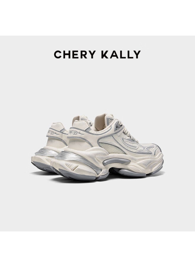 Chery Kally Classic Dad Shoes New Casual Thick-soled Height Increasing Women's Shoes Ld5020 Silver White 37 - Image 3