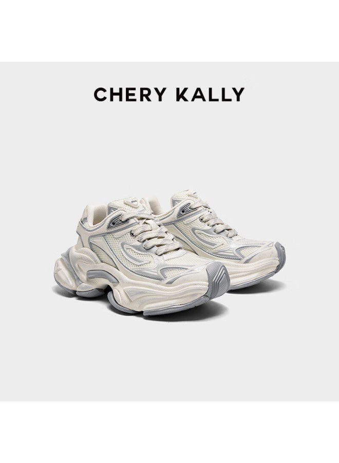 Chery Kally Classic Dad Shoes New Casual Thick-soled Height Increasing Women's Shoes Ld5020 Silver White 37 - Image 2
