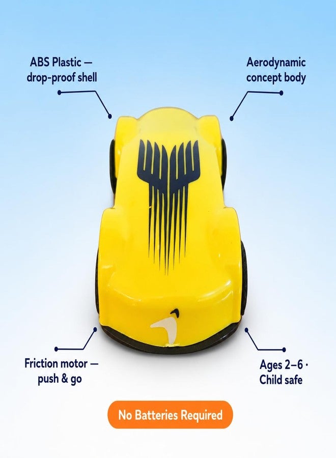Vedroci Push & Go Friction Toy Car for Kids ABS Material | No Batteries Needed | Durable Toy for Boys & Girls Ages 2-6 | Gift (Yellow-Black) - Image 4