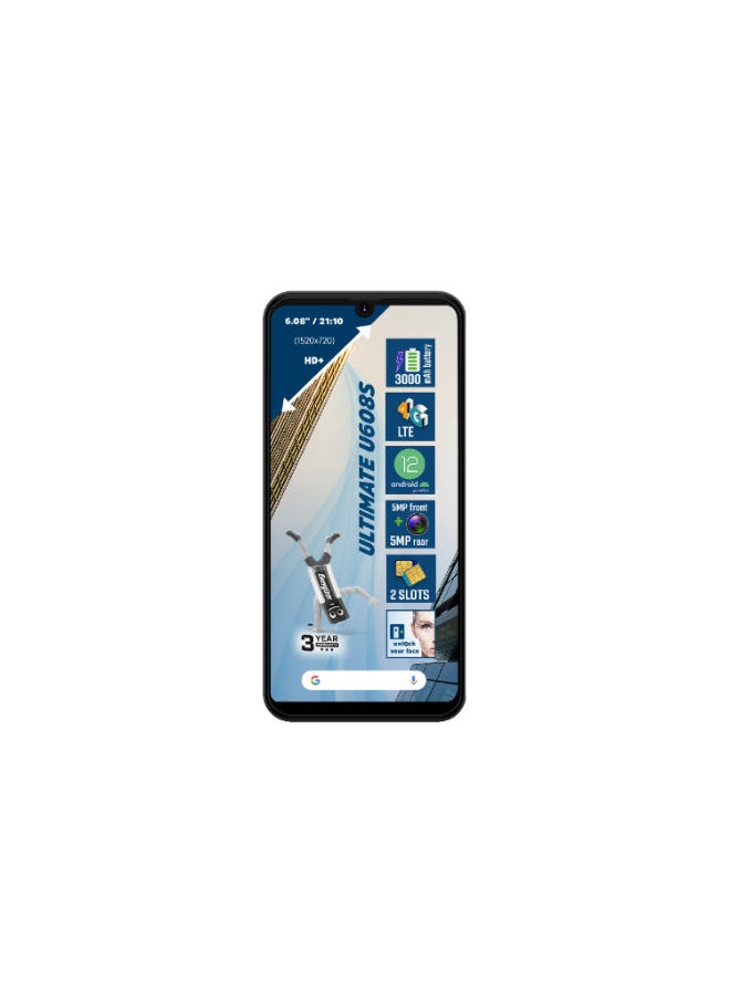 Energizer - U608S Mobile Phone - 6.08" TFT LCD Screen, 4G WiFi/GPS/GSM/HSPA/LTE, Android 11 Smart Phone w/ Dual SIM, 16GB ROM/1GB RAM, 3000mah Long Battery Life, 5.0MP Camera + VGA, MicroUSB port - Black - Image 1