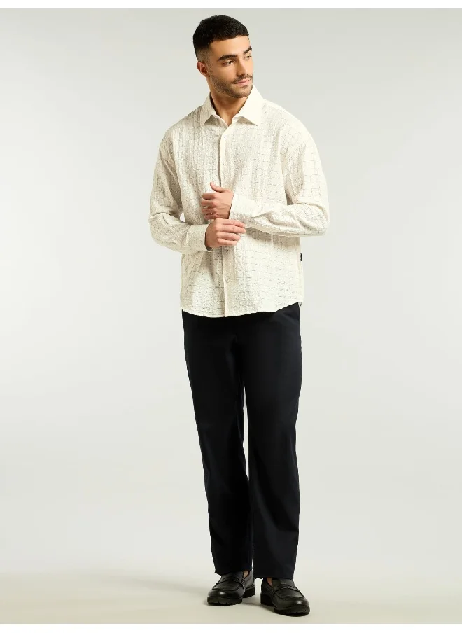 بيونغ White Textured Jacquard Shirt