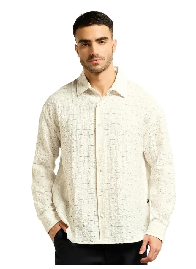 بيونغ White Textured Jacquard Shirt