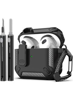 Compatible With Airpods 4Rd Generation Case Cover With Cleaner Kit Secure Lock Clip Full Body Rugged Hard Shell Protective With Lock For Airpod Gen 4 Charging Case 2024 Front Led Visible B
