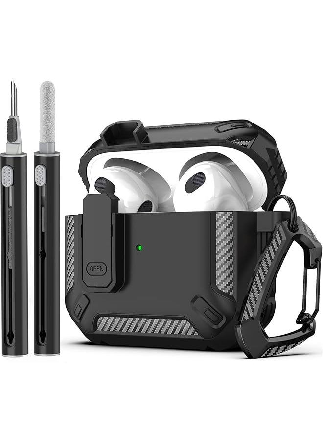 erorex - Compatible With Airpods 4Rd Generation Case Cover With Cleaner Kit Secure Lock Clip Full Body Rugged Hard Shell Protective With Lock For Airpod Gen 4 Charging Case 2024 Front Led Visible B - Image 1
