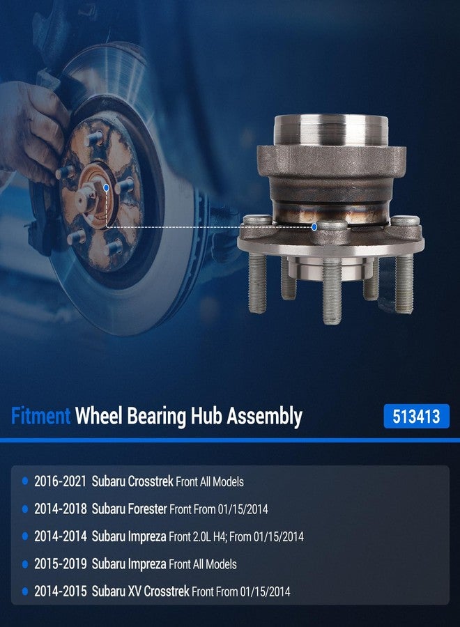 Autoround 513413 Front Wheel Hub and Bearing Assembly Compatible with Subaru Forester 2014-2018/ Crosstrek 2016-2021/ Impreza 2014-2019/ XV Crosstrek 2014-2015, 5-Lugs w/ABS - Image 2