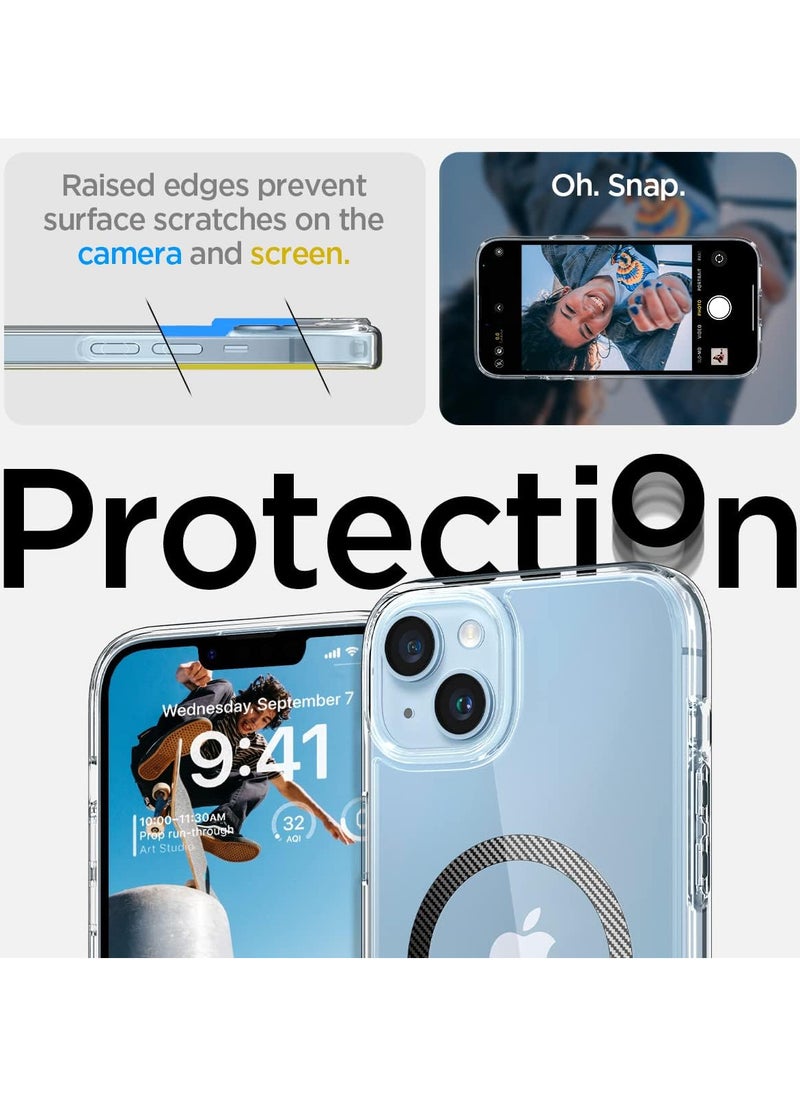 Spigen - Spigen Ultra Hybrid MagFit [Long Lasting Clarity] [Military Grade Shockproof] Case Compatible with iPhone 14 Plus - Carbon Fiber - Image 1