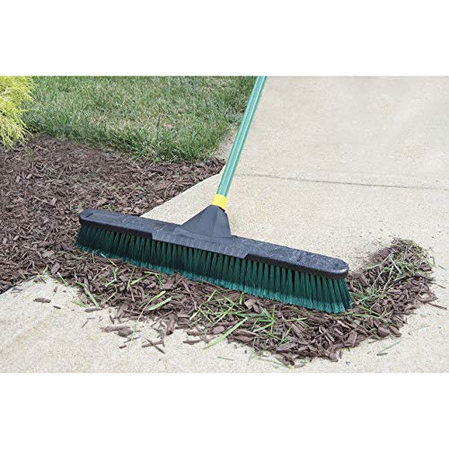 Quickie Bulldozer 24-Inch Multi-Surface Push Broom, 60" Wood Handle, Green, for Outdoor/Indoor Sweeping/Cleaning - Image 2