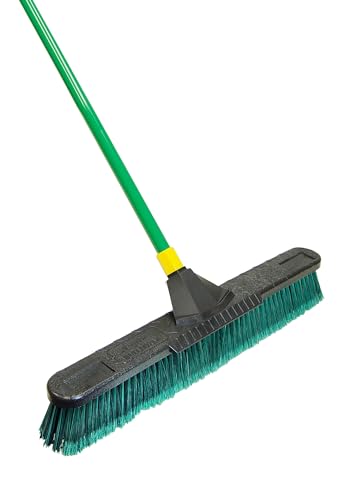 Quickie Bulldozer 24-Inch Multi-Surface Push Broom, 60" Wood Handle, Green, for Outdoor/Indoor Sweeping/Cleaning - Image 3