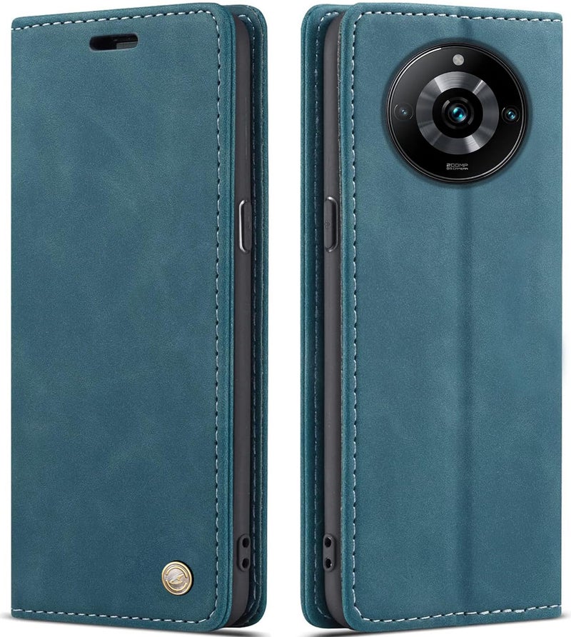 ClickCase for Realme Narzo 60 5G Sheepskin Series Faux Soft Leather Wallet Flip Case Kick Stand with Magnetic Closure Lightweight Slim Flip Cover for Realme Narzo 60 5G (Greenish Blue) - Image 1