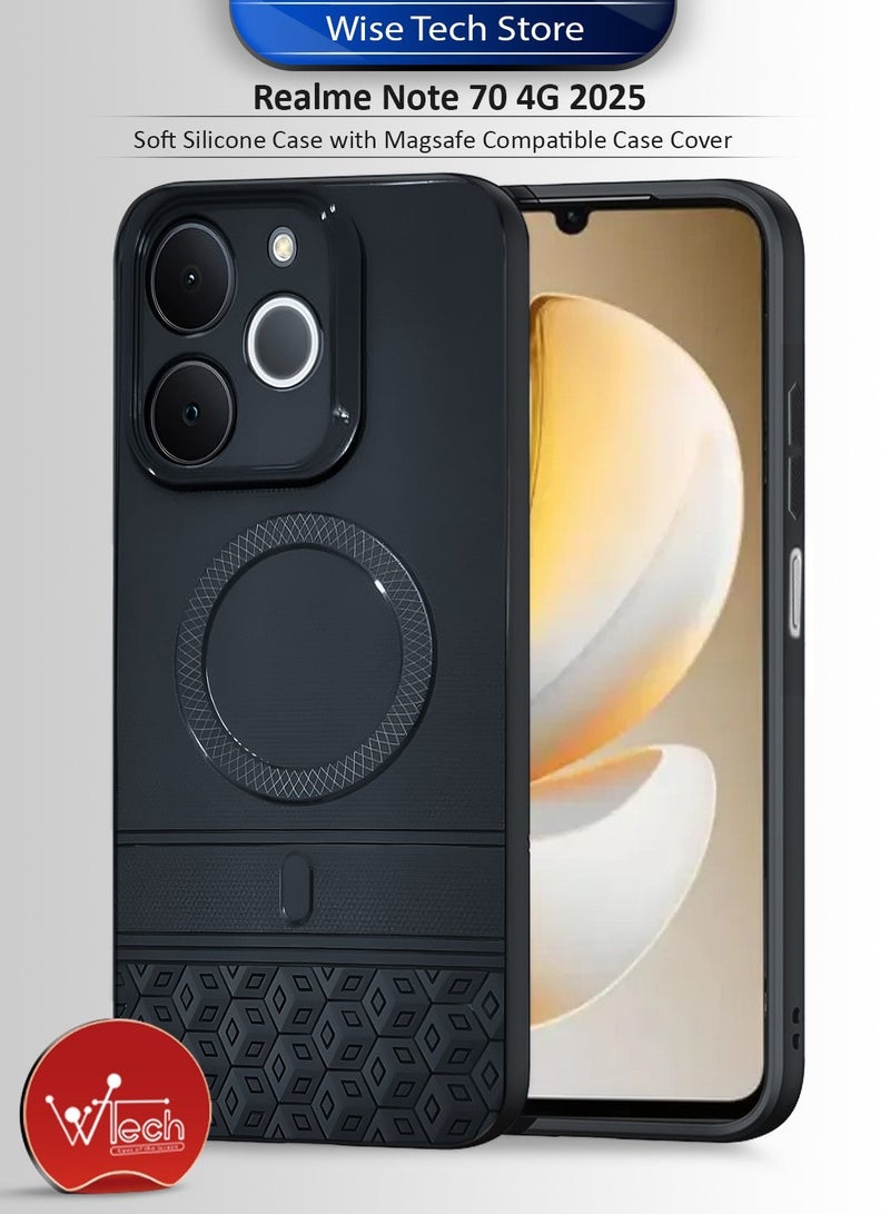 Wtech Realme Note 70 4G 2025 Soft Silicone Case with Magsafe Compatible Case Cover (MCMPMN) - Black & Realme Note 70 4G 2025 / Realme Note 70T Premium E2E Series Full Glue Full Cover Tempered Glass Screen Protector (MSGECN) - Clear/Black Bundle - Image 2