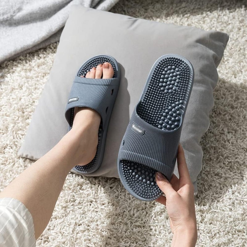 Plantar Fasciitis Acupuncture Massage Slippers For Women Men Foot Reflexology & Acupressure Massage Sandals Non-Slip Home Shower Shoes Arthritis Neuropathy Pain Relief (Color : Dark gray, Size : 42/ - Image 2