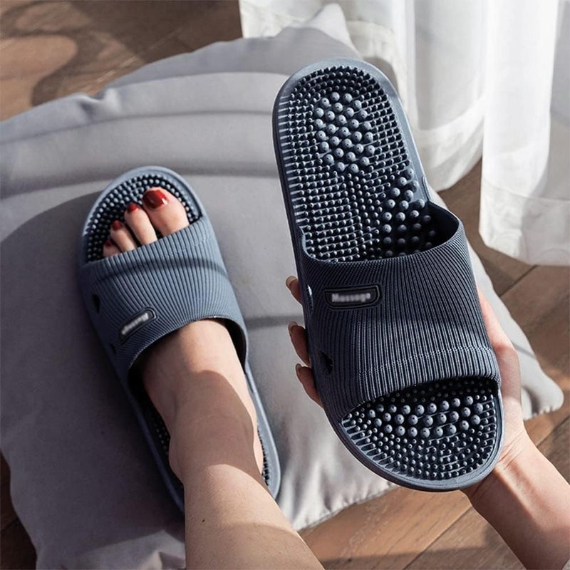 Plantar Fasciitis Acupuncture Massage Slippers For Women Men Foot Reflexology & Acupressure Massage Sandals Non-Slip Home Shower Shoes Arthritis Neuropathy Pain Relief (Color : Dark gray, Size : 42/ - Image 3