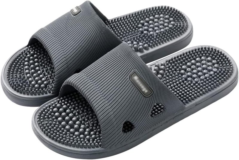 Plantar Fasciitis Acupuncture Massage Slippers For Women Men Foot Reflexology & Acupressure Massage Sandals Non-Slip Home Shower Shoes Arthritis Neuropathy Pain Relief (Color : Dark gray, Size : 42/ - Image 1