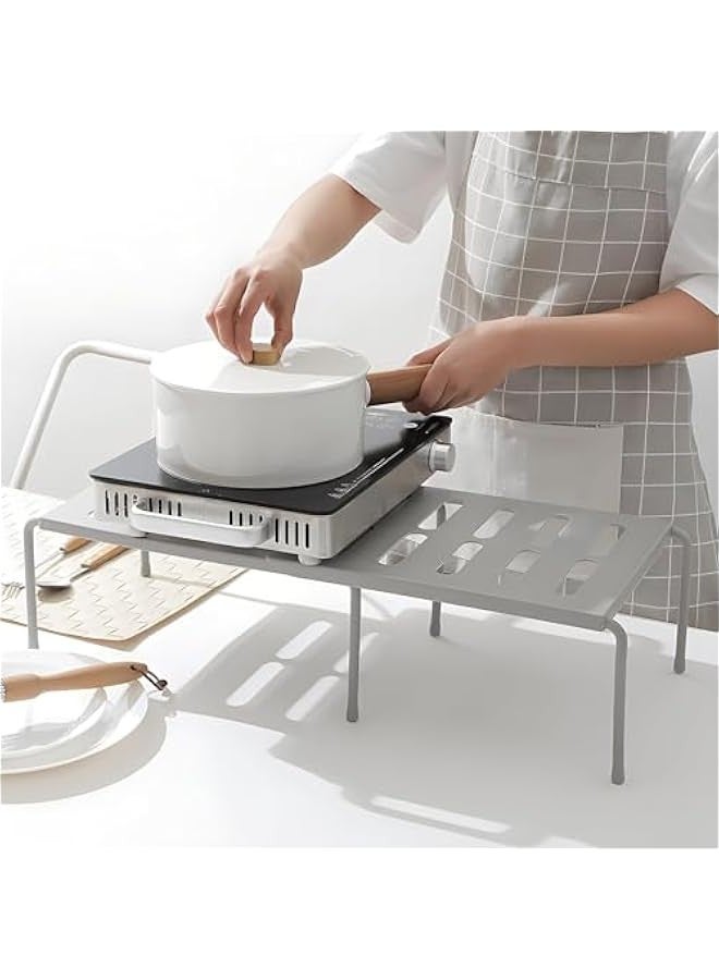 TRASSLE Cabinet Shelf,Expandable Kitchen Counter Storage Rack Organizer for Kitchen,Bathroom,Kitchen Shelf Organizer for Cabinet Counter Cupboard Pantry, Adjustable Cabinet Countertop Shelves - Image 4