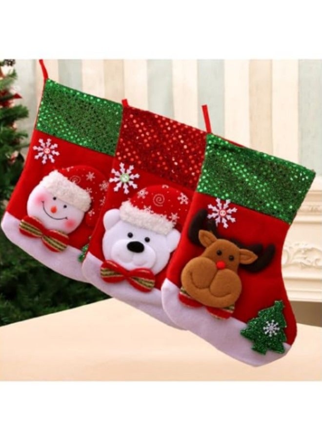 GGEROU 3Pcs Festival Hanging Stockings Bags Ornaments - Image 1