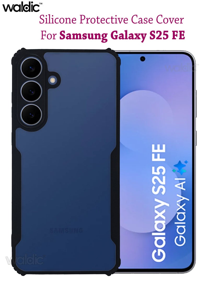 Waldic Samsung Galaxy S25 FE Premium Case | Premium Silicone Case Cover Designed for Samsung Galaxy S25 FE | Samsung Galaxy S25 FE Case Camera and Drop Protection Thin Protective Back Cover Case for Samsung Galaxy S25 FE - Clear/Black - Image 1