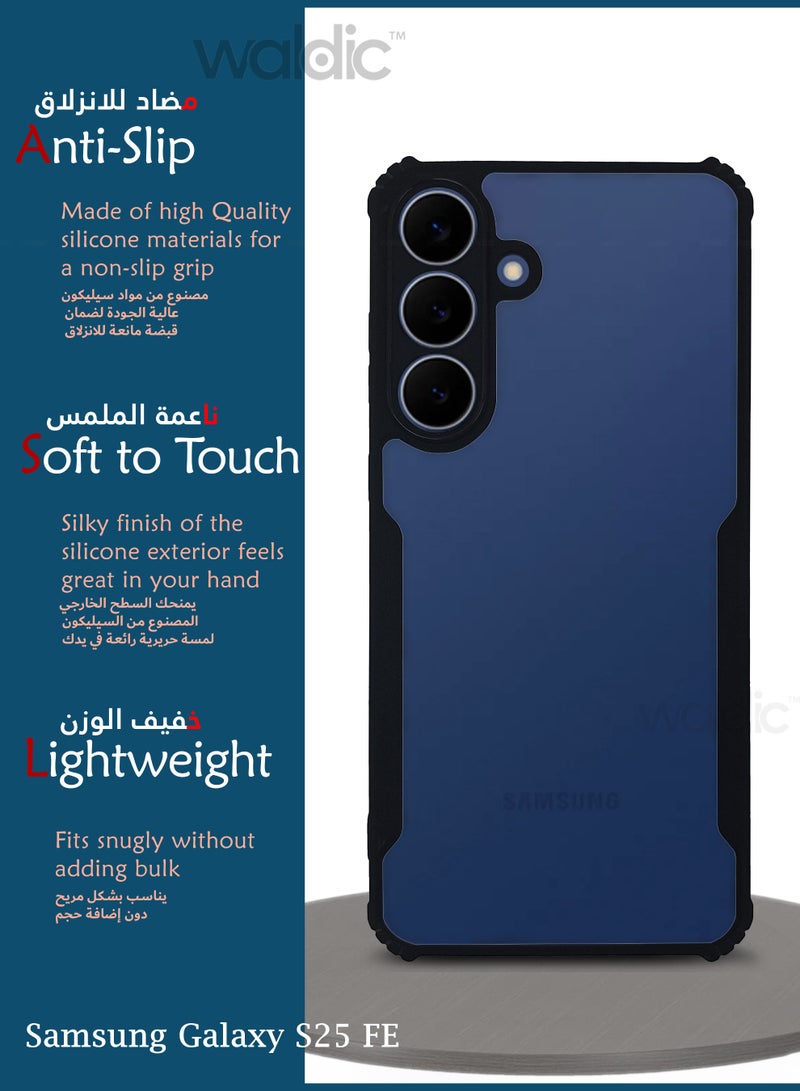 Waldic Samsung Galaxy S25 FE Premium Case | Premium Silicone Case Cover Designed for Samsung Galaxy S25 FE | Samsung Galaxy S25 FE Case Camera and Drop Protection Thin Protective Back Cover Case for Samsung Galaxy S25 FE - Clear/Black - Image 2