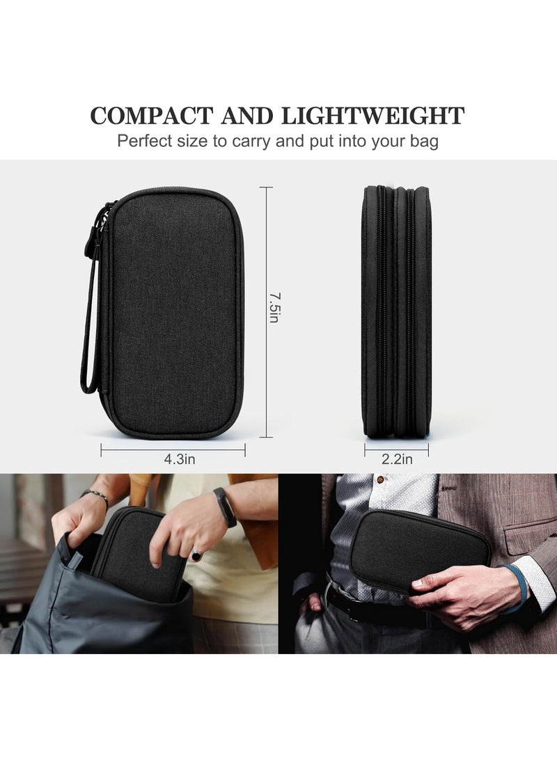 Travel Cable Organizer Pouch Electronic Accessories Carry Case Portable Waterproof Double Layers All-in-One Storage Bag for Cord, Charger, Phone, Earphone Black  - Image 2