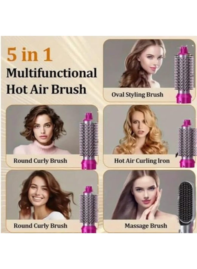 5-in-1 Hot Air Brush Styler | Multifunctional Styling for All Hair Types, 3 Heat Levels Hot Air Brush Hair Styling Tool Blow Dryer Detachable Head for Straightening, Curling and Drying - Image 2