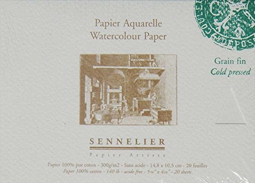 SENNELIER كتلة ألوان مائية من سينيلييه، 20 ورقة، ضغط بارد، 5.7" × 4.25" - Image 1