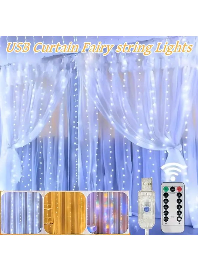 أضواء ستارة LED متعددة الألوان 200 LED مقاس 118 × 79 بوصة 8 أوضاع جهاز تحكم عن بعد تعمل بالطاقة عبر USB ديكور احتفالي - Image 1