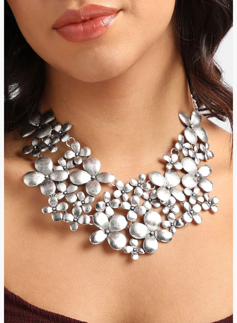 SOHI Silver Plated Designer Party Wear Necklace For Women