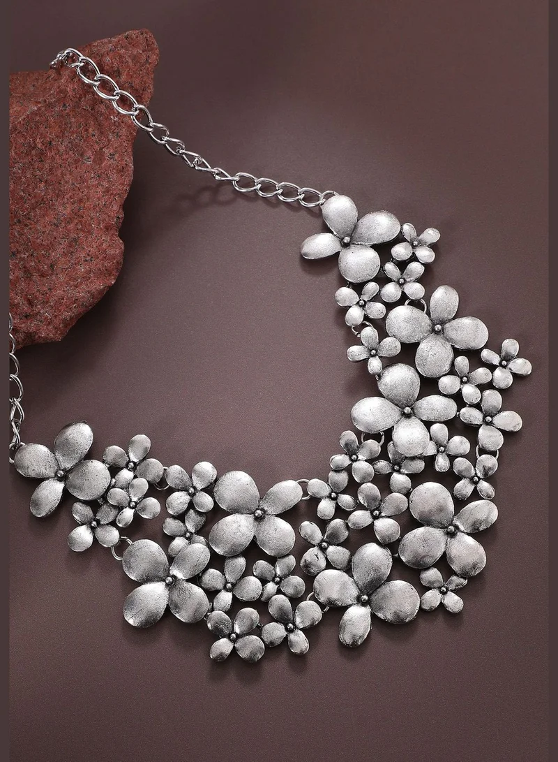 SOHI Silver Plated Designer Party Wear Necklace For Women