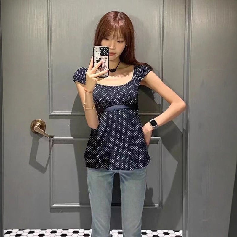 Women's Bow Tie Waist Short Sleeve T-Shirt - Image 4